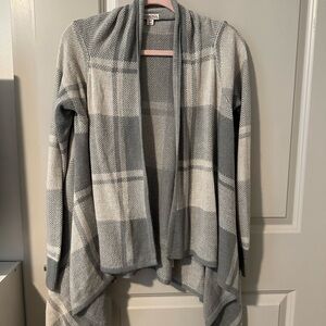 Merona Light Gray Plaid Open Cardigan